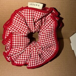 Sezane Red Gingham Hair Scrunchie